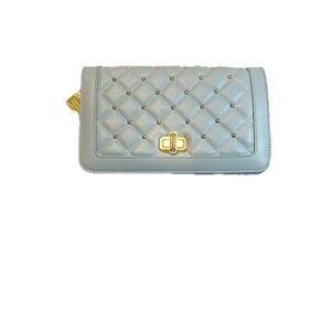 Badgley Mischka Blue Quilted Studded Chain Crossbody Bag Gold‎ Hardware NWT